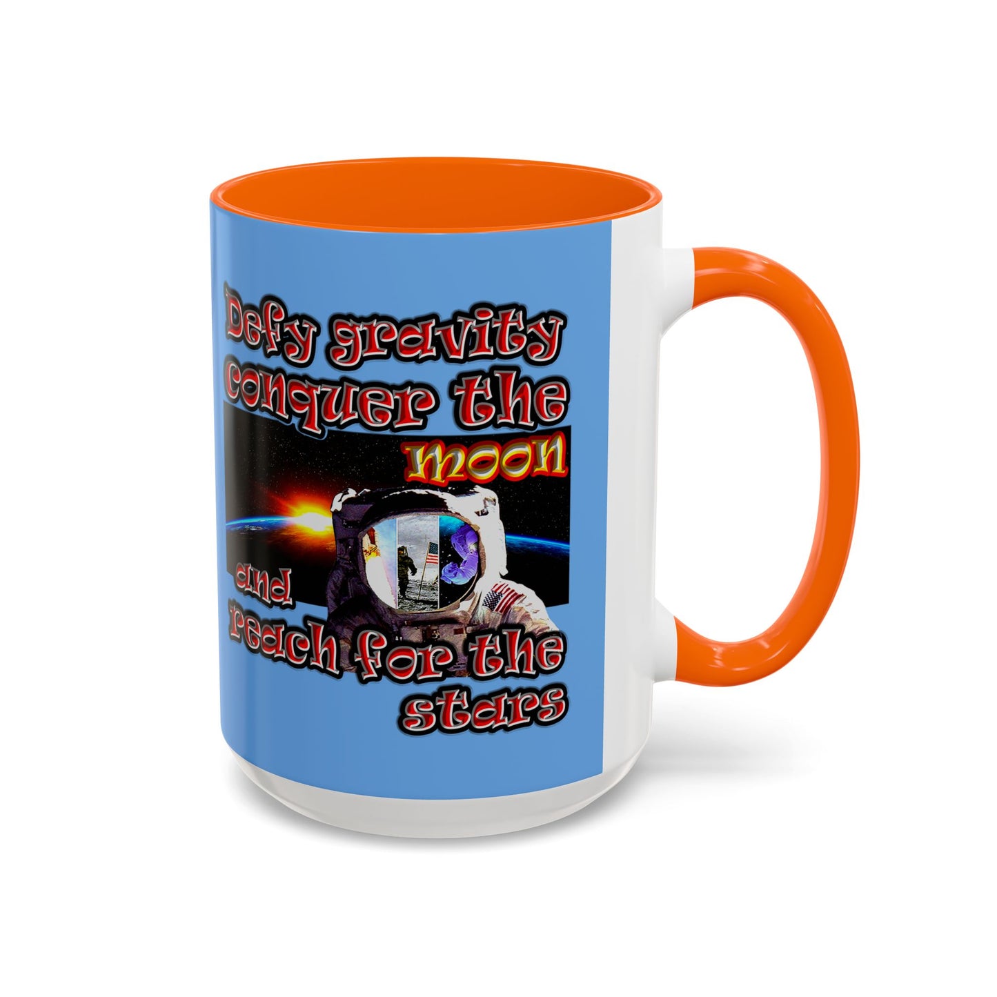 defy conquer reach - Accent Mug (light blue)