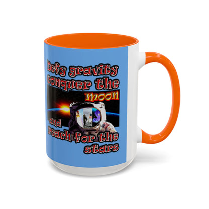 defy conquer reach - Accent Mug (light blue)