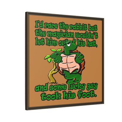 turtle race - framed canvas art (light brown)