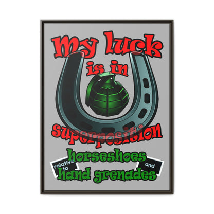 my luck - framed canvas art (light grey)