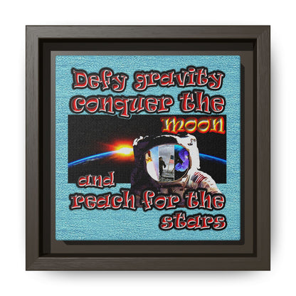 defy conquer reach - framed canvas art (faded blue)