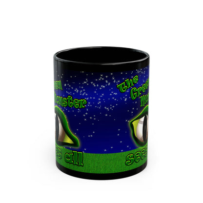 green monster - Black Mug ('snoops' background)