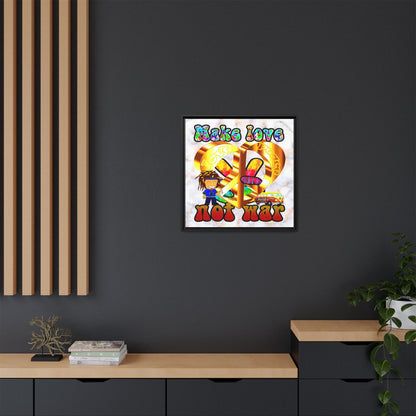 love peace - framed canvas art (white marble)