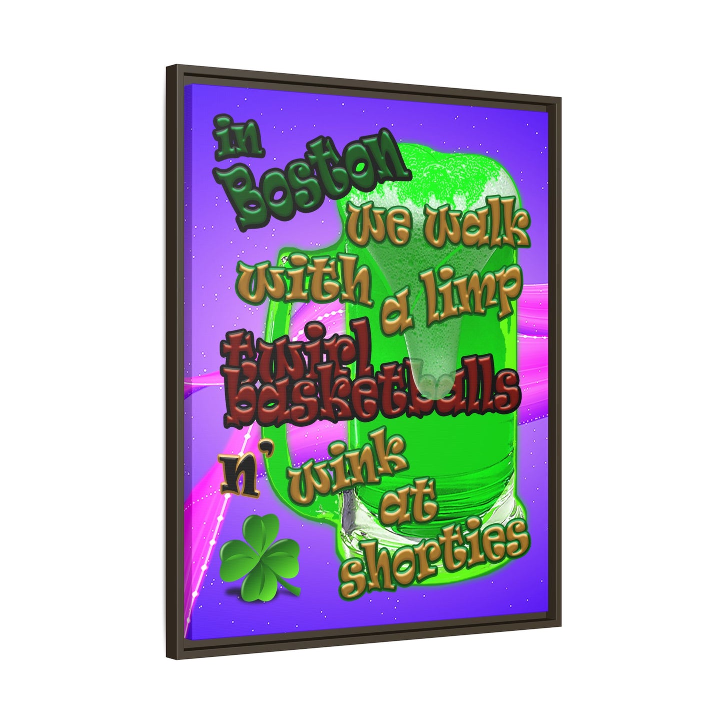 celtics logo - framed canvas art (purple-pink wave)