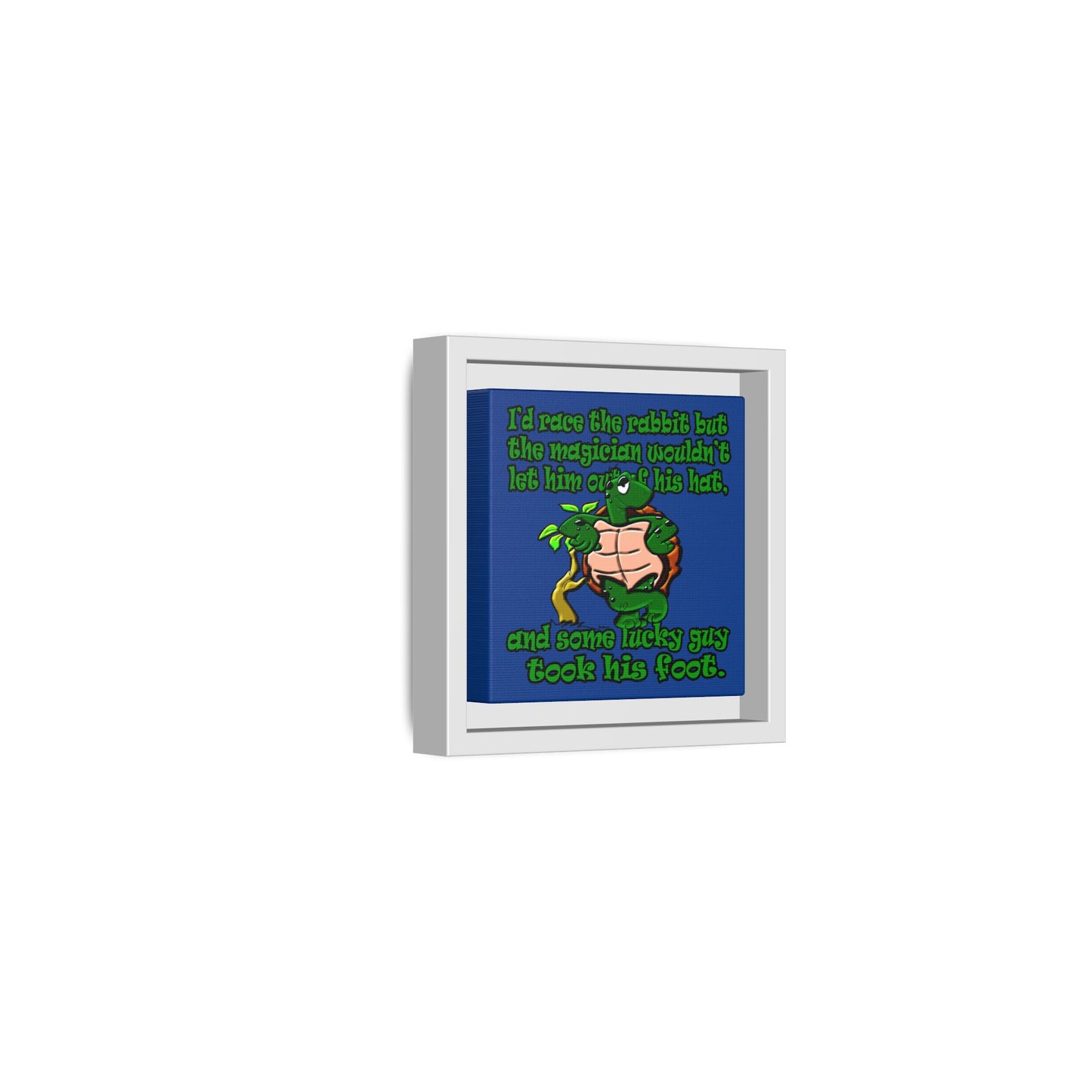 turtle race - framed canvas art (dark blue)