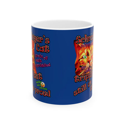 schrodinger's cat - White Mug (dark blue)