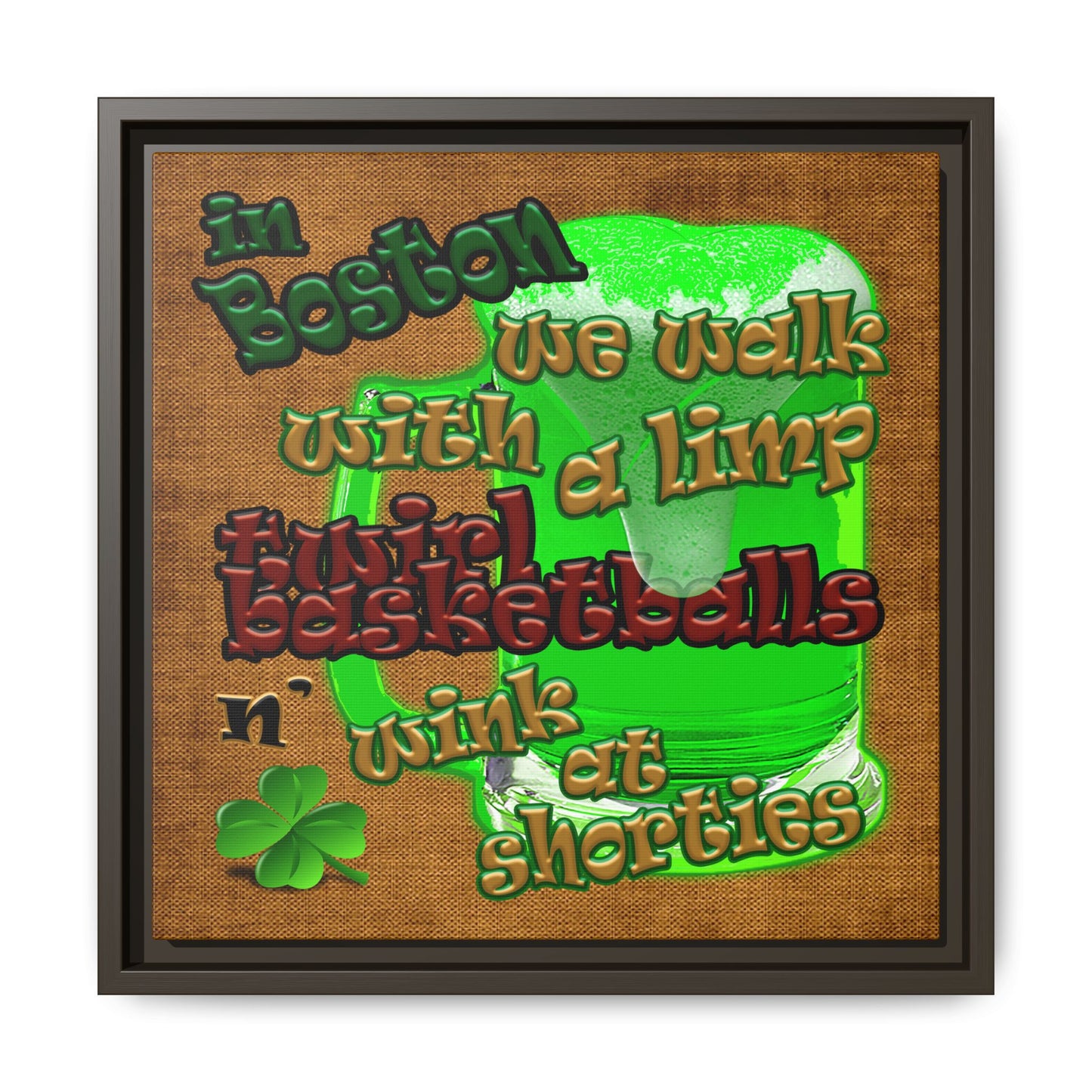 celtics logo - framed canvas art (brown papyrus)