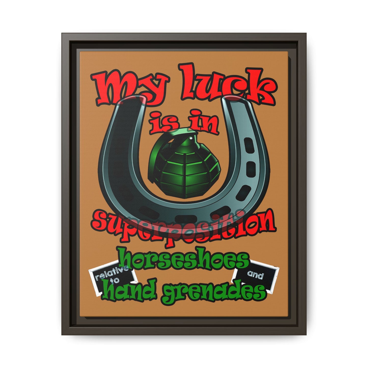 my luck - framed canvas art (light brown)