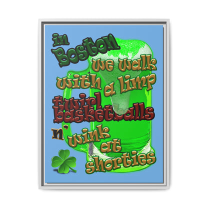 celtics logo - framed canvas art (light blue)