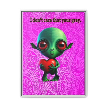 I don't care that your grey - framed canvas art (pink swirl)
