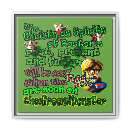 christmas spirits of boston - framed canvas art (green)