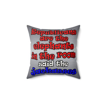 donkeys and elephants - Faux Suede Square Pillow - (brushed nickel)