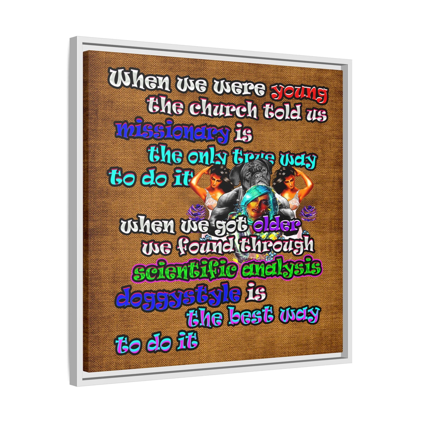 doggystyle - framed canvas art (brown papyrus)