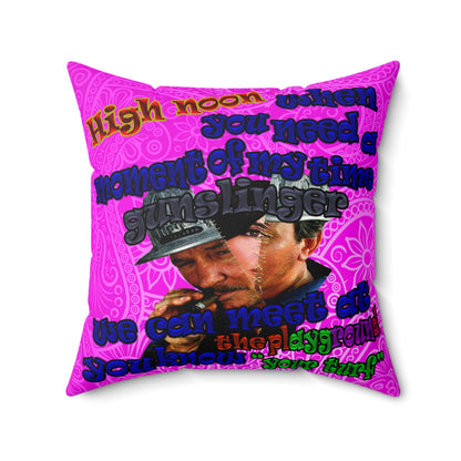 high noon - Spun Polyester Square Pillow - (pink swirl)