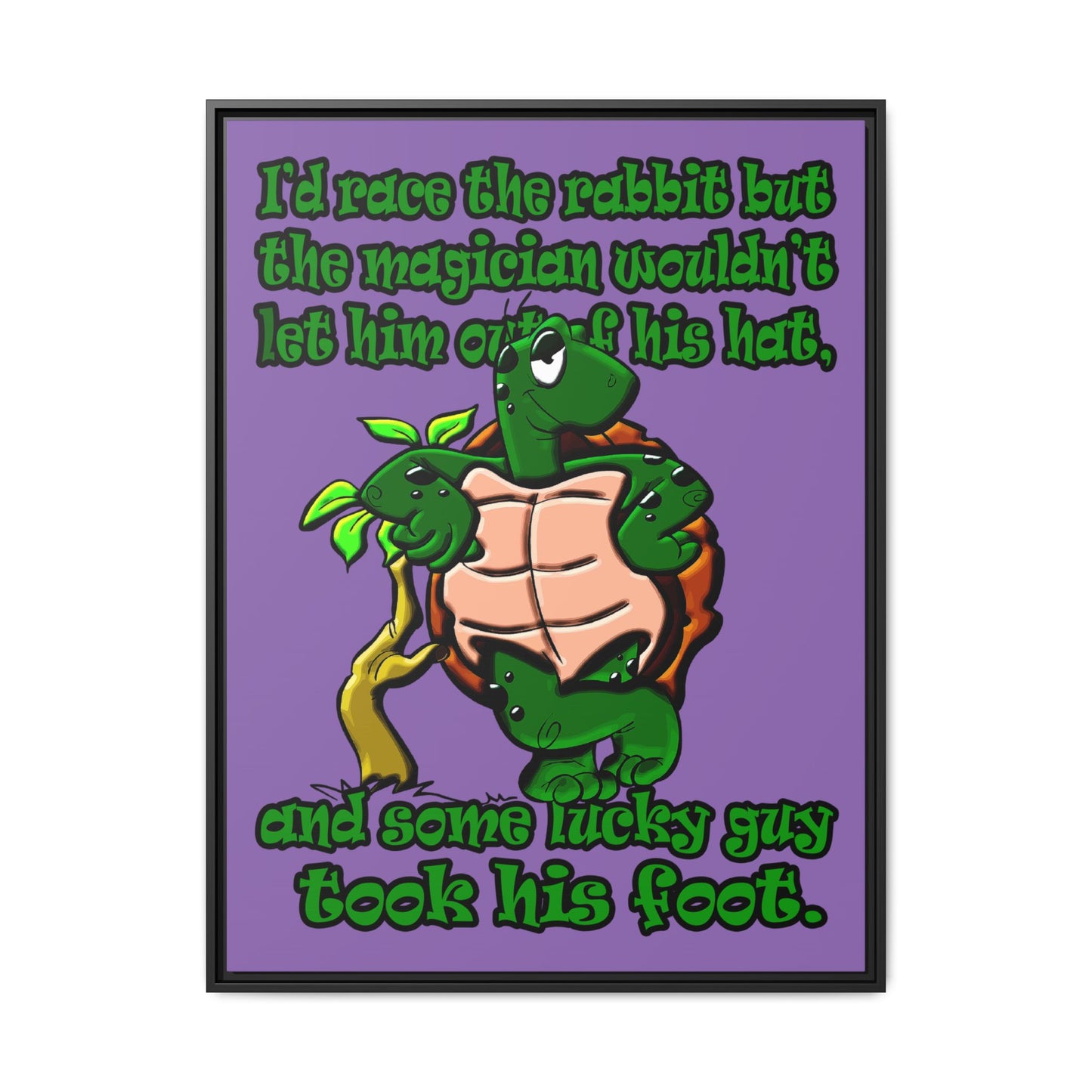 turtle race - framed canvas art (light purple)