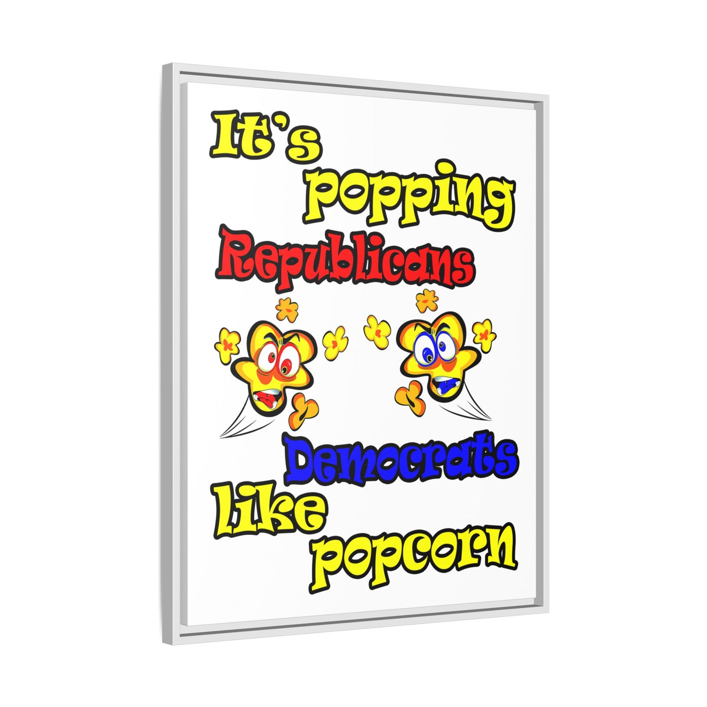 popping like popcorn - framed canvas art (white)