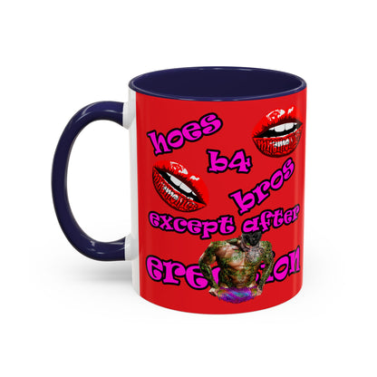 hoes b4 bros - Accent Mug (red)