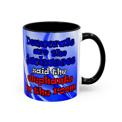 donkeys and elephants - Accent Mug (blue-white wave)