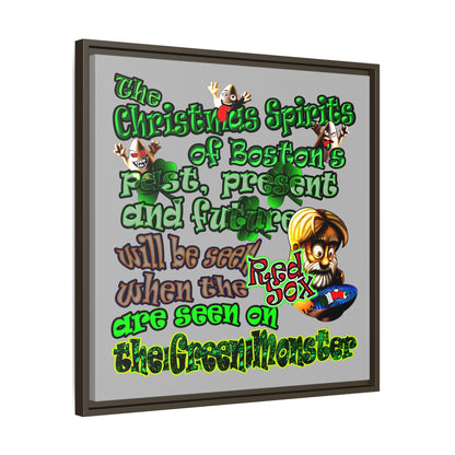 christmas spirits of boston - framed canvas art (light grey)