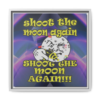 shoot the moon again - framed canvas art (grey-pink wave)