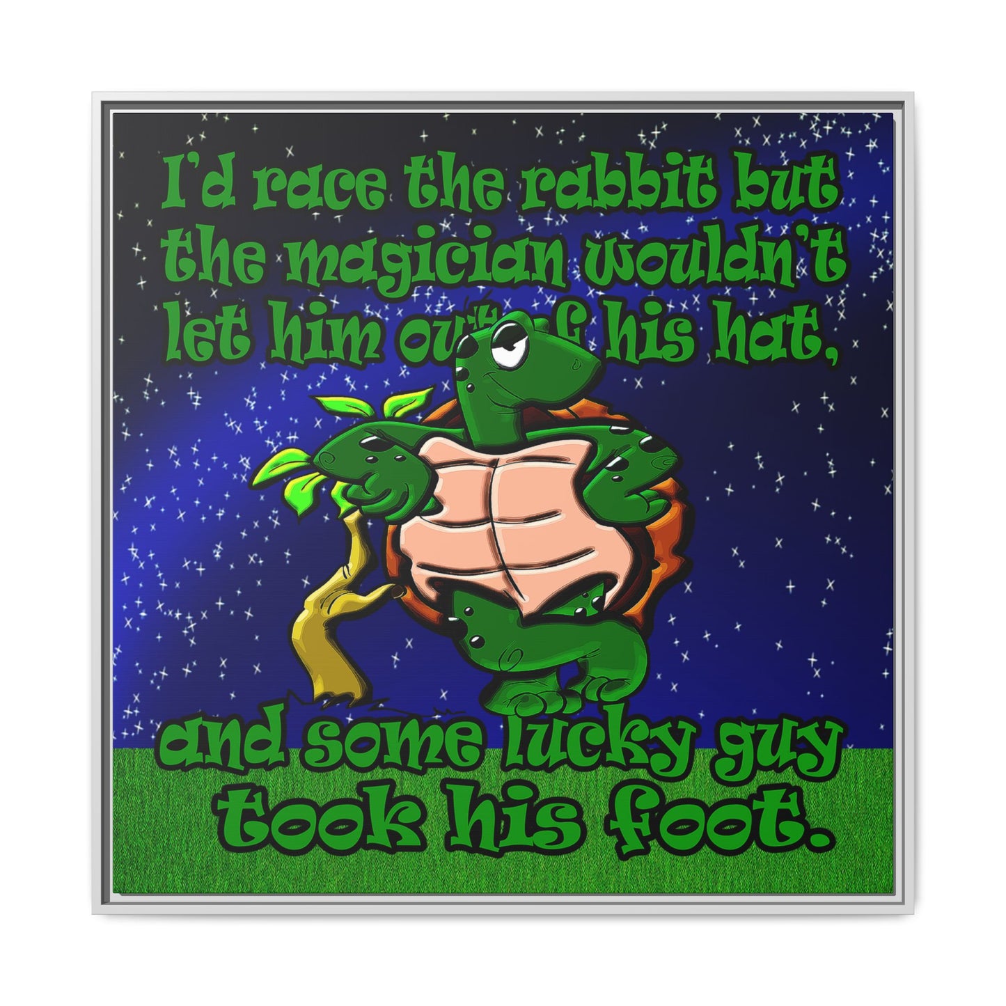 turtle race - framed canvas art ('snoops' background)