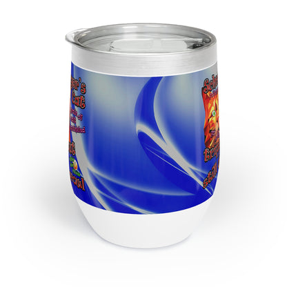 schrodinger's cat - Chill Wine Tumbler (blue-white wave)
