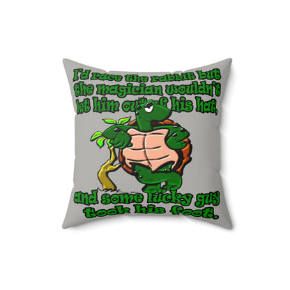 turtle race - Faux Suede Square Pillow - (light grey)