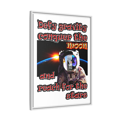 defy conquer reach - framed canvas art (white)