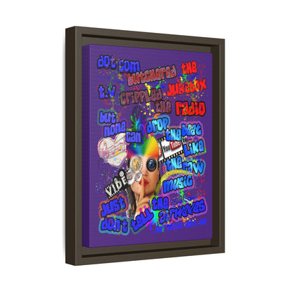 drop the beat - framed canvas art (purple)