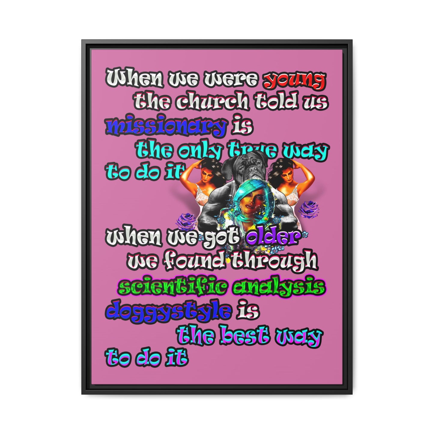 doggystyle - framed canvas art (light pink)