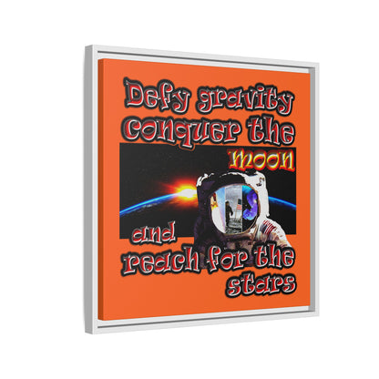 defy conquer reach - framed canvas art (orange)