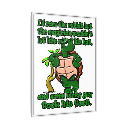 turtle race - framed canvas art (white)