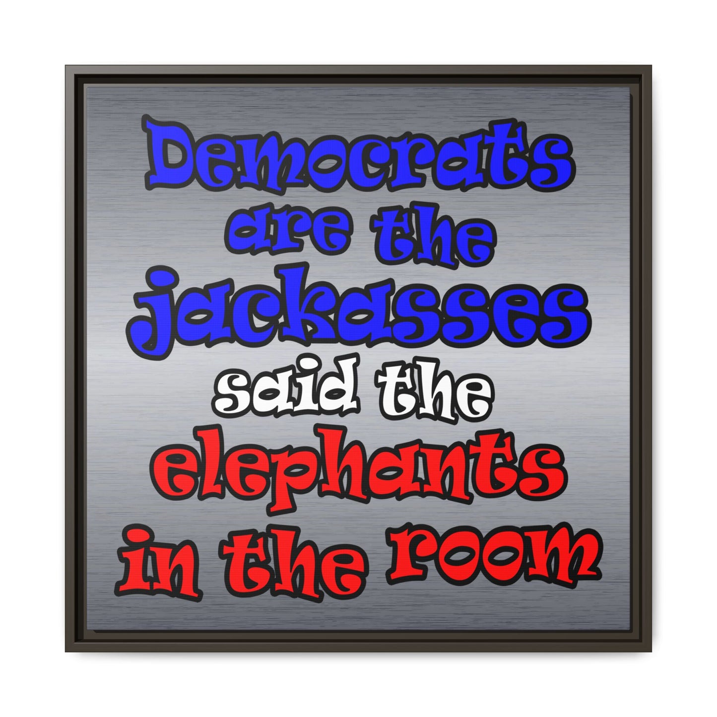donkeys and elephants - framed canvas art (brushed nickel)