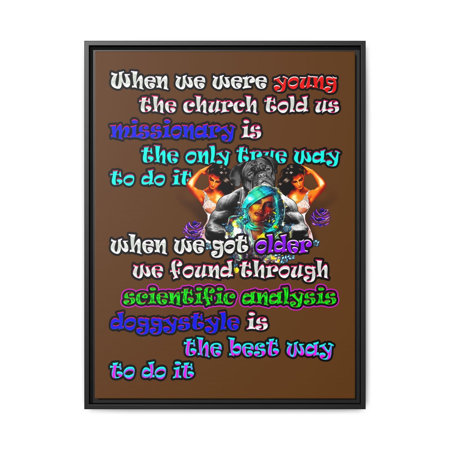 doggystyle - framed canvas art (brown)