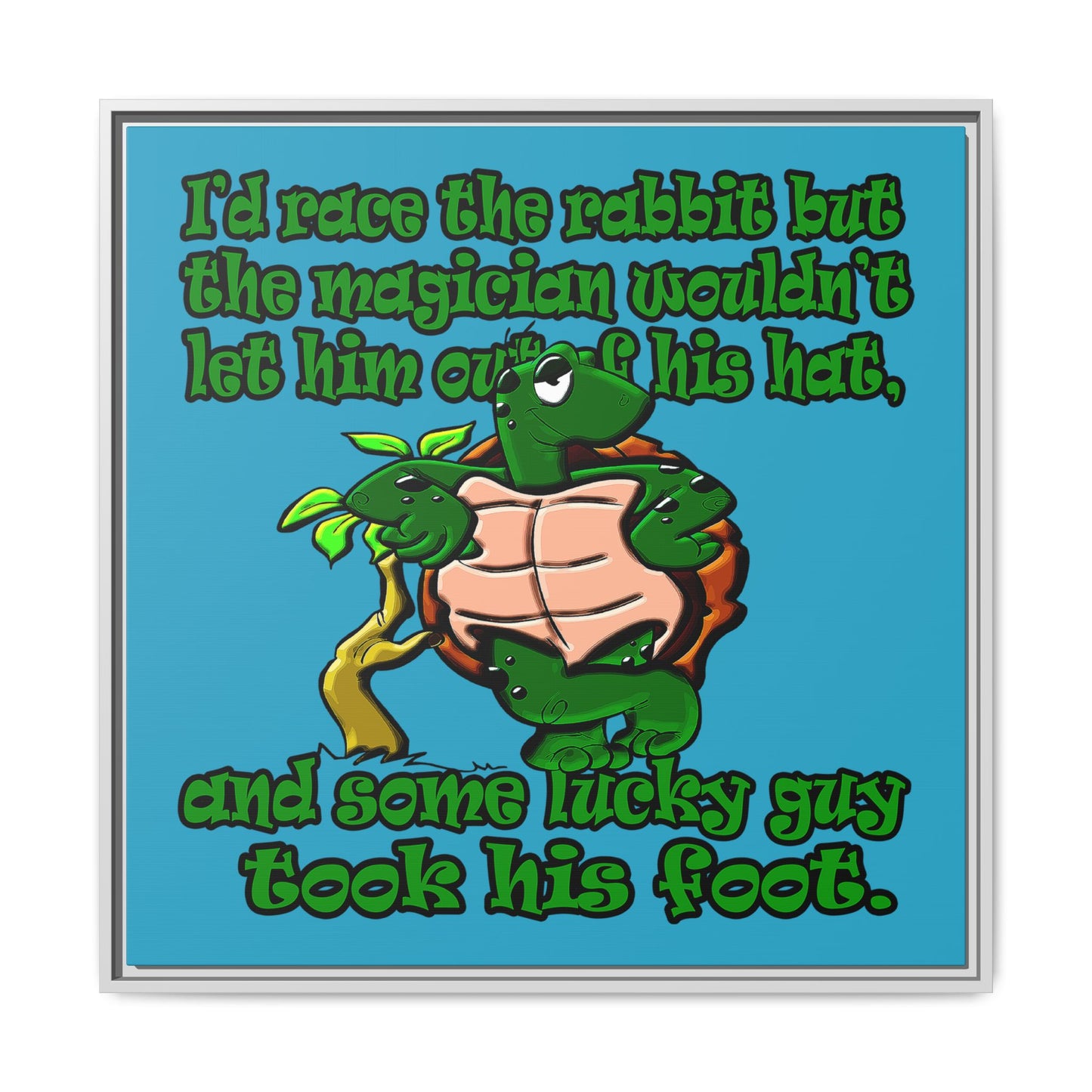turtle race - framed canvas art (turquoise)