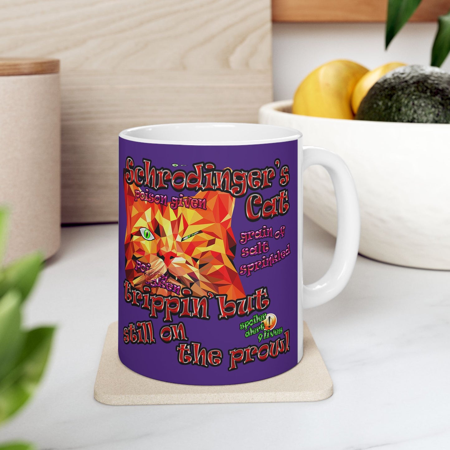 schrodinger's cat - White Mug (purple)