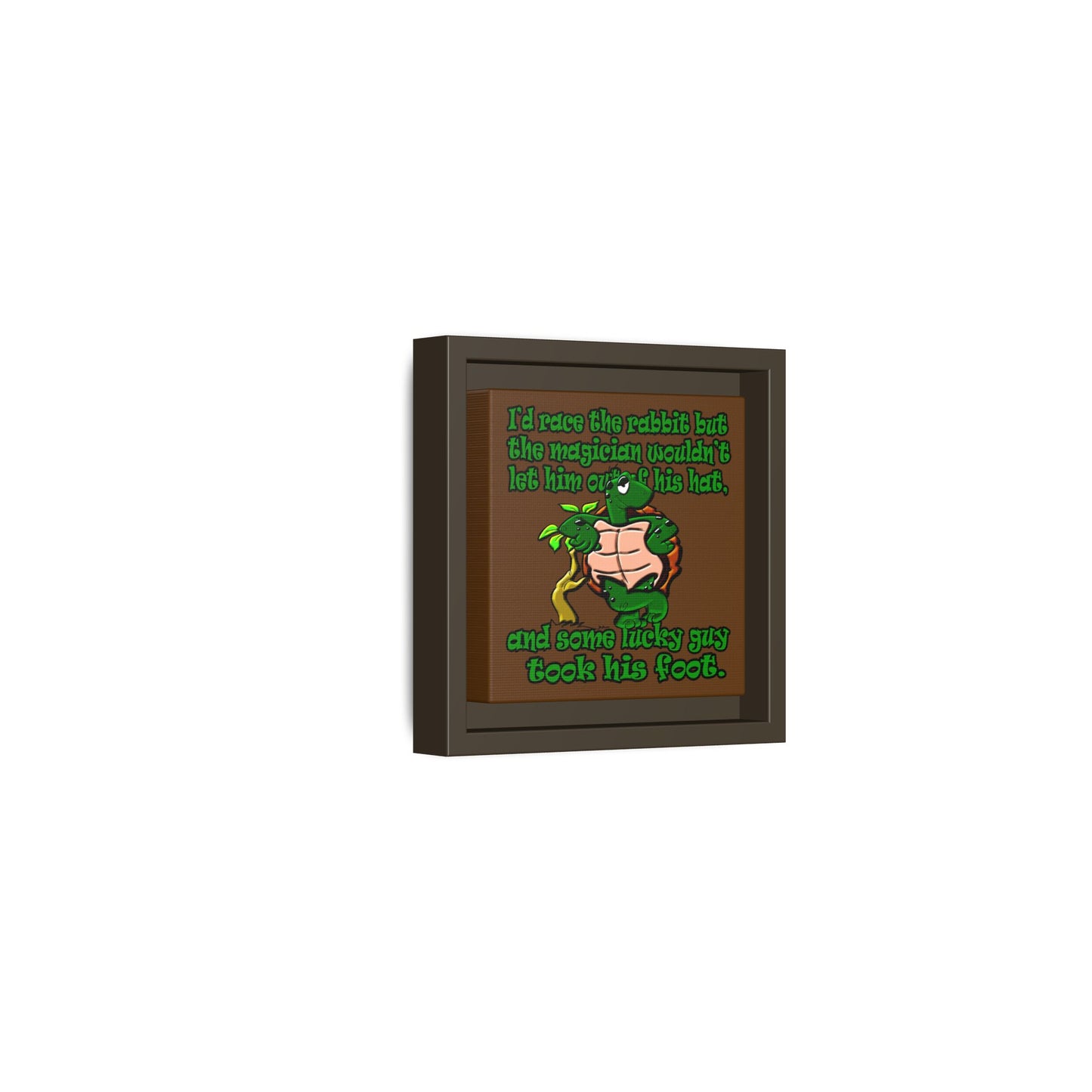 turtle race - framed canvas art (brown)