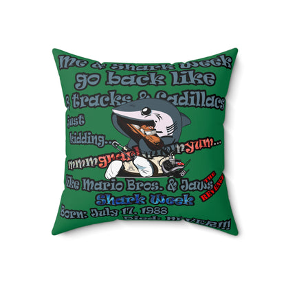 shark week - Faux Suede Square Pillow - (dark green)