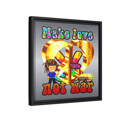 love peace - framed canvas art (brushed nickel)