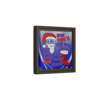 santa's shoes - framed canvas art (blue-white wave)