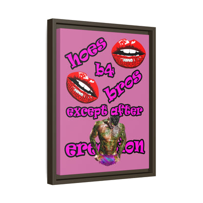 hoes b4 bros - framed canvas art (light pink)