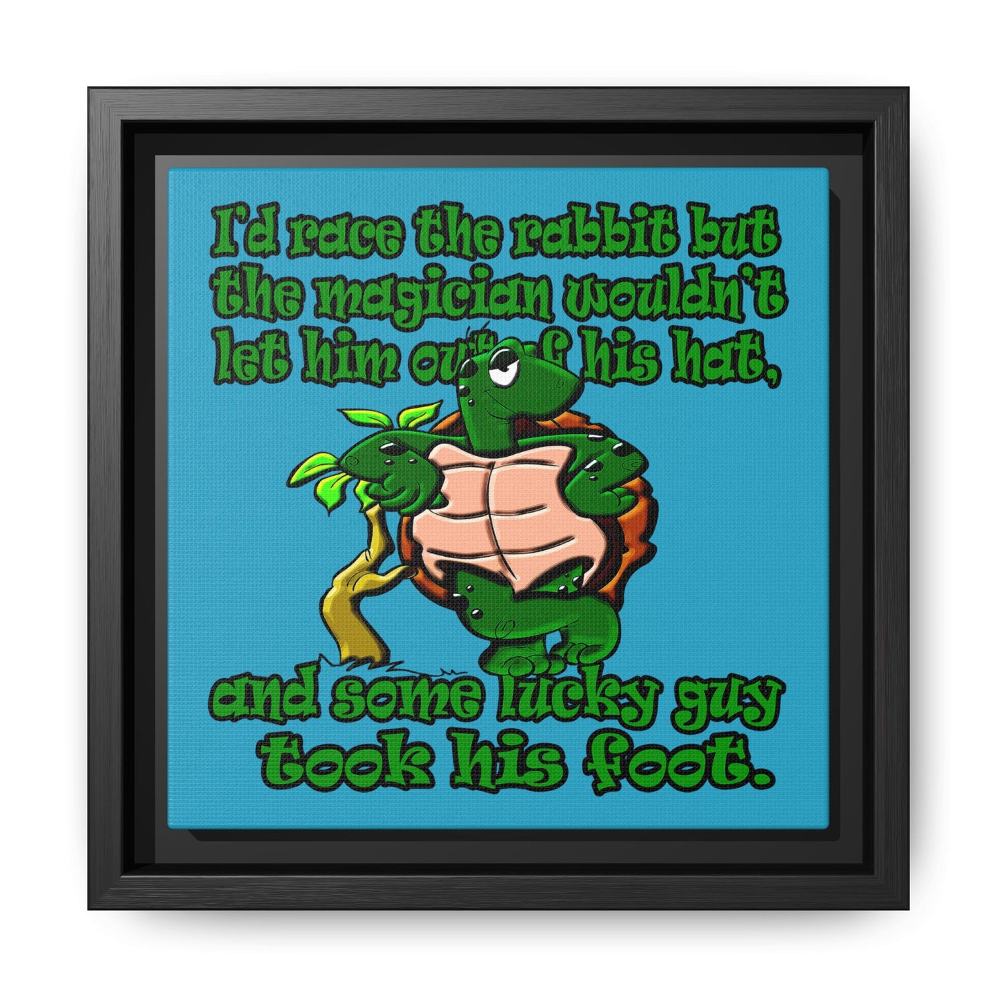 turtle race - framed canvas art (turquoise)