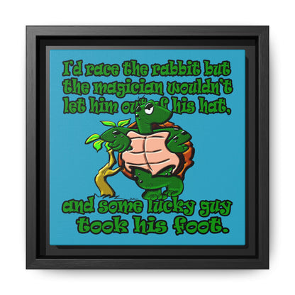 turtle race - framed canvas art (turquoise)