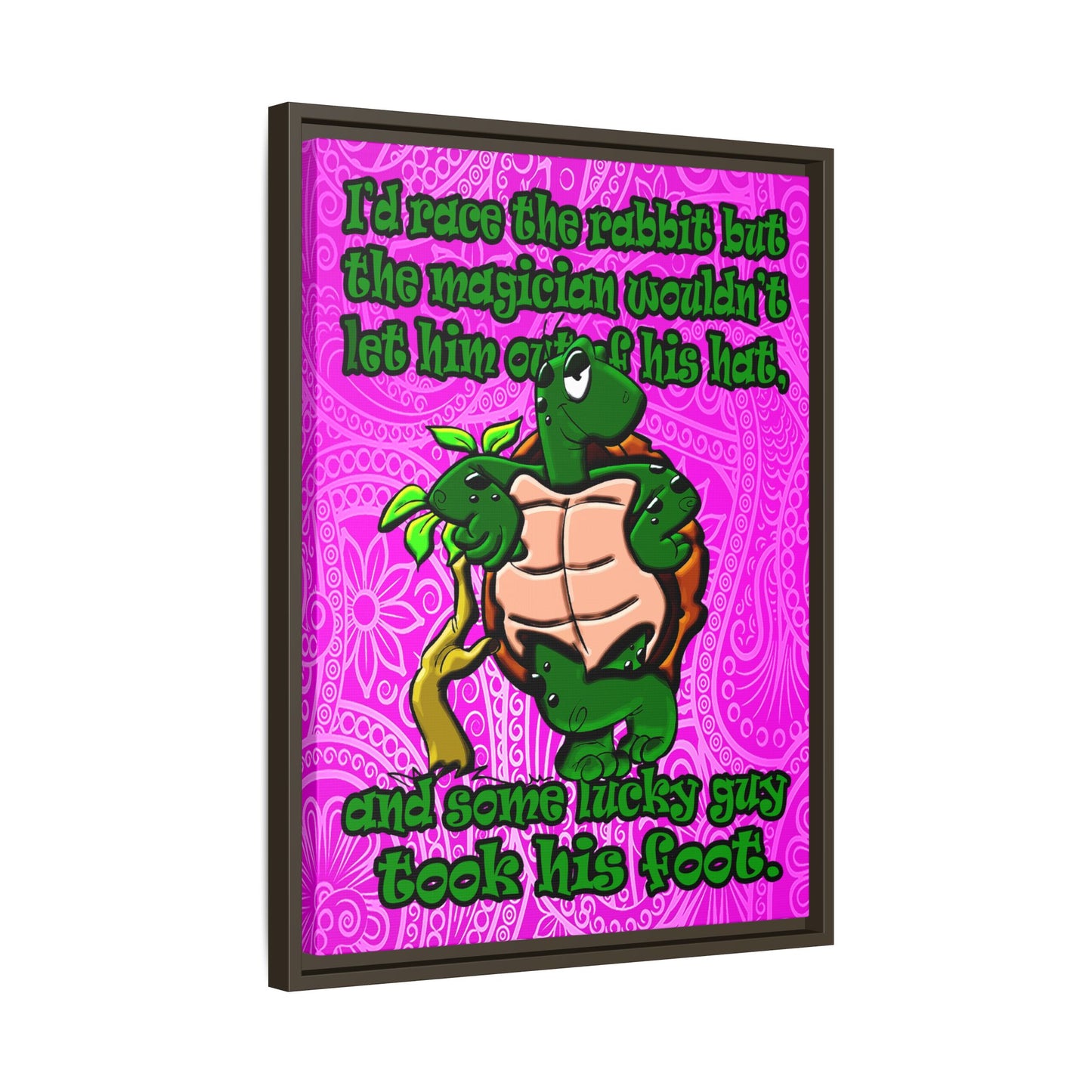 turtle race - framed canvas art (pink swirl)