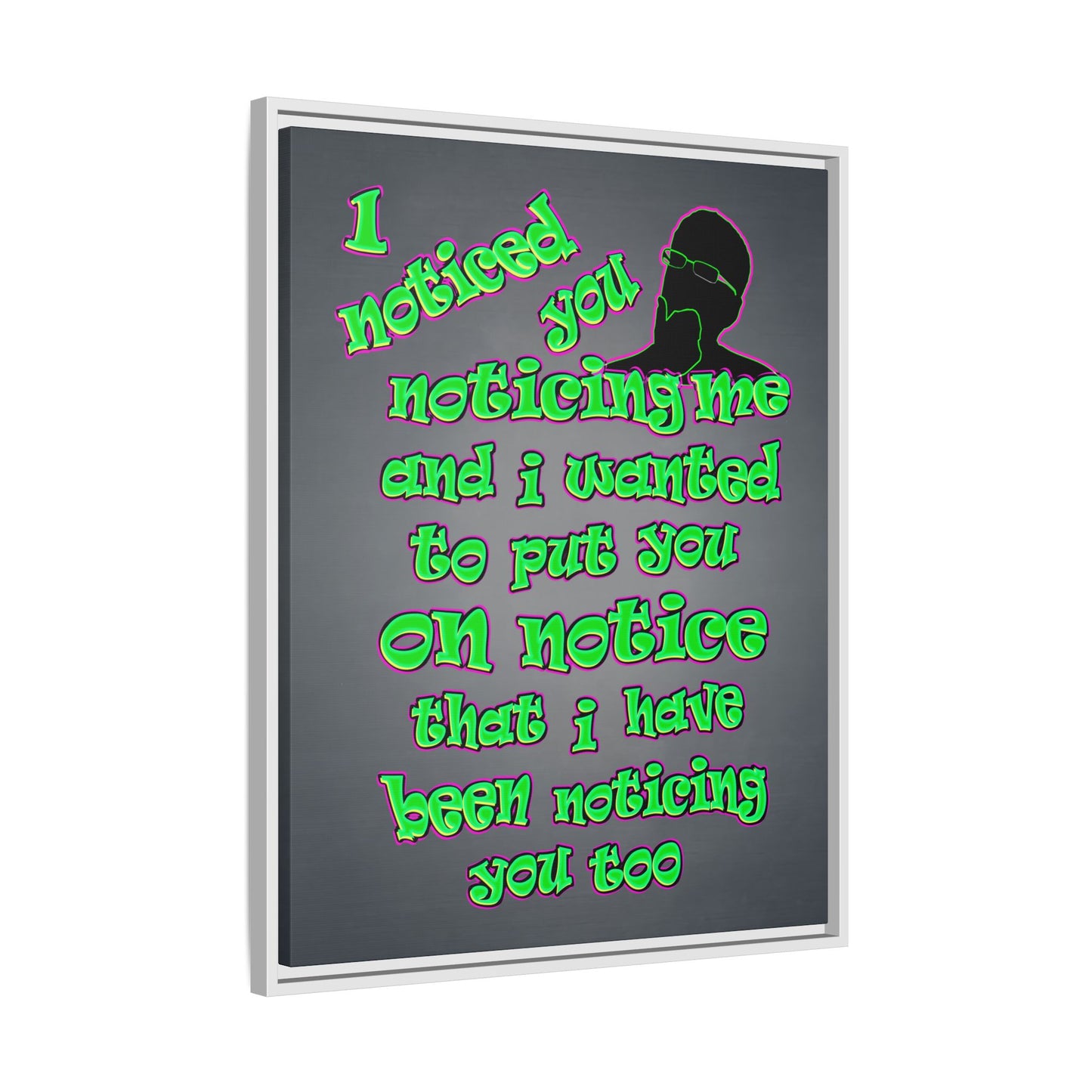 noticed you noticing - framed canvas art (grey-light grey)