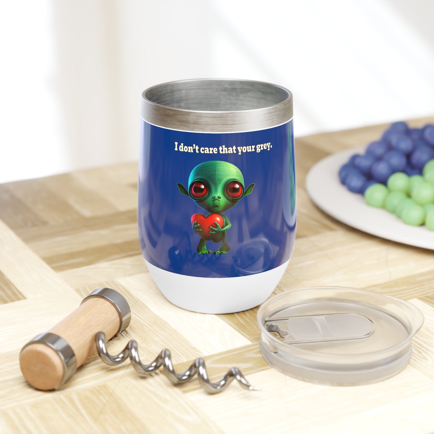 I don't care that your grey - Chill Wine Tumbler (dark blue)