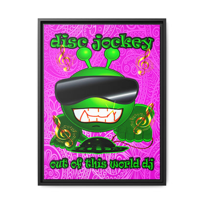 disc jockey - framed canvas art (pink swirl)