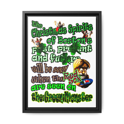 christmas spirits of boston - framed canvas art (white)