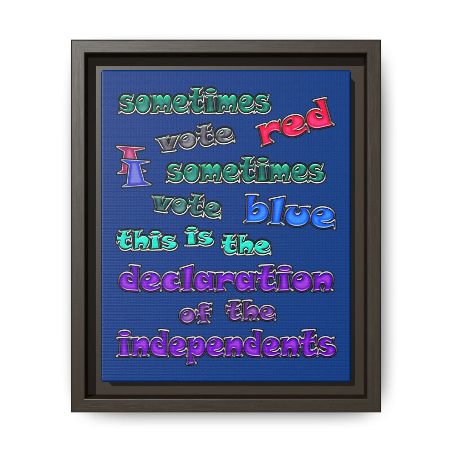 declaration of the independents - framed canvas art (dark blue)