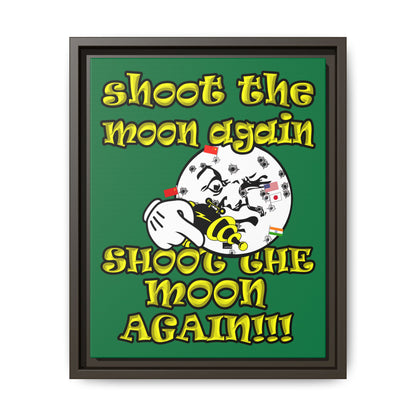 shoot the moon again - framed canvas art (dark green)
